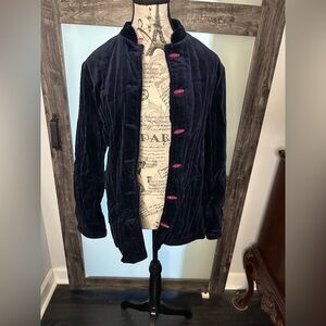 Navy Velvet Jacket with Purple Accents